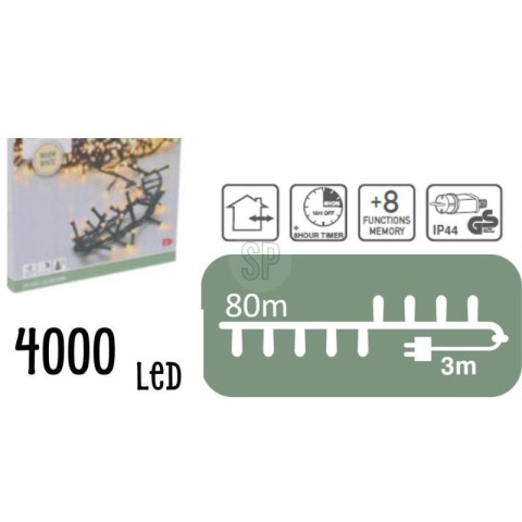 LUCI LED 4000 BULBI LUCE CALDA 80 MT.